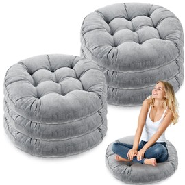 Jerify Round Floor Pillows Cushions 22 x 22 Inch Meditation Floor Pillow Large Floor Pillow for Kids Adults Meditation Cushion Large Pillows for Floor Seating Gift for Christmas (Light Gray,6 Pcs)
