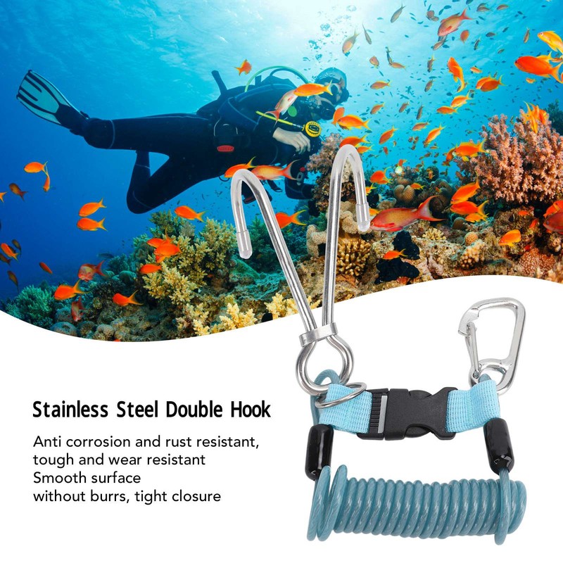 Spring Coiled Diving Hook Stainless Steel Double End Snap Clip