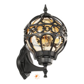 Flybling Dusk to Dawn Black Sphere Outdoor Wall Light Fixtures, Anti-Rust Patio Wall Lights, Waterproof Exterior Lighting Fixtures with Study Aluminum, Outside Lights for House with Sensor,General