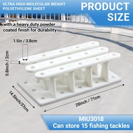 Silipull Marine Board Material Fishing Rod Holder Rack Dock Holder Boat Rod Storage Racks for Fishing Poles Garage Heavy Duty Outdoor Boat Dock Storage(28 x 14.5 x 8 Inches,15 Rods)