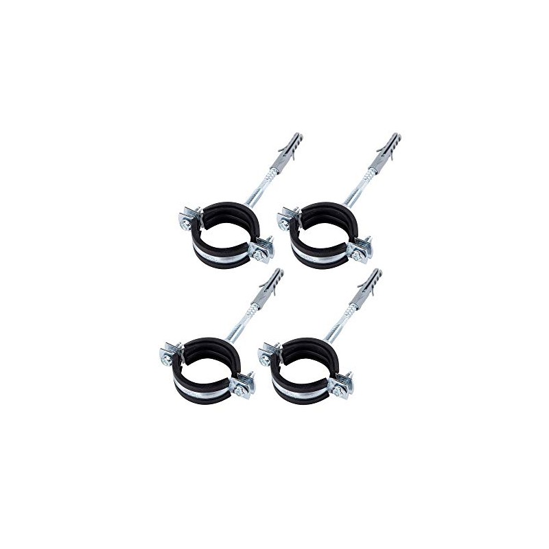 (Pack of 4) Anti-Vibration Single Metal Pipe Brackets Clamps Rubber