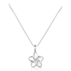 Einzelstück® Frangipani Necklace with Monoi Pendant, Gold-Plated 925 Sterling Silver, Hypoallergenic and Nickel-Free, Sterling Silver, Cubic Zirconia