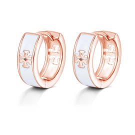 Estrellique 925 Sterling Silver Hoop Earrings, Unisex Silver 925 Hoop Earrings for Men and Women, Black/White Cross Vintage Hoop Earrings with Cut-Out, Hypoallergenic Gothic Earrings with Gift Box