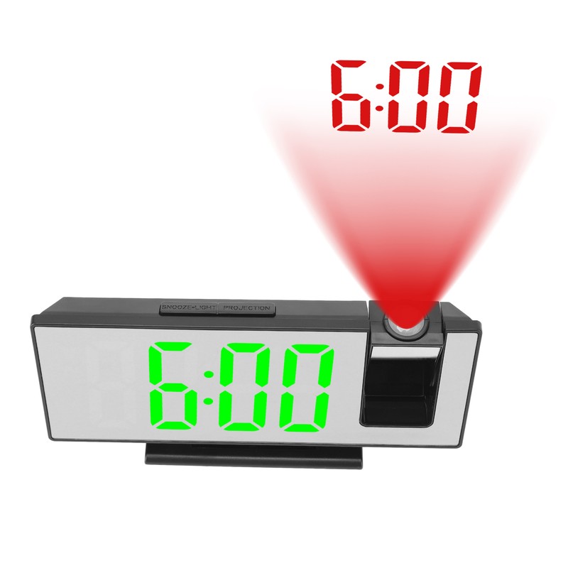 Projection Digital Alarm Clock USB Charging Automatic Dimming LED Mirror