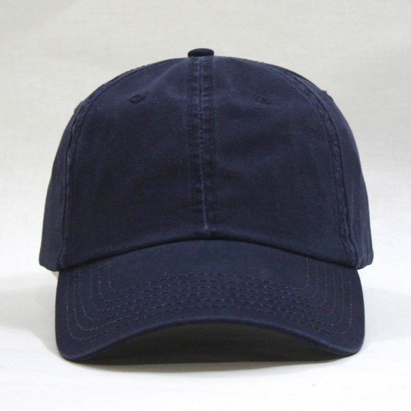 Vintage Washed Cotton Adjustable Dad Hat Baseball Cap (Navy)