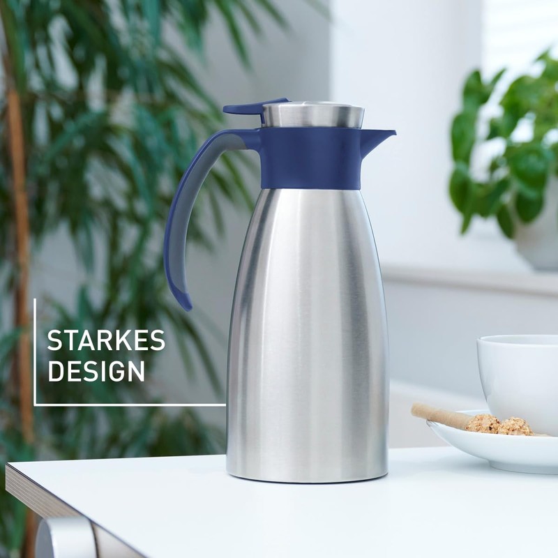 Emsa Soft Grip N4120100 Insulated Jug, 1 Litre, Stainless Steel,