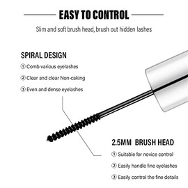 Honey Whisper 4D Mascara for Fine Short Eyelash, Waterproof Extra Long Lash Eyelashes,Voluminous Eyelashes, Long Lasting, Smudge-proof，Black (0.1 fl. 