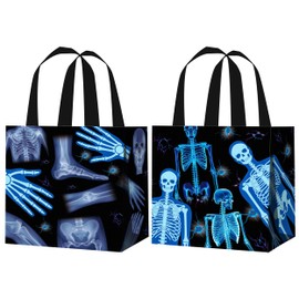 12pcs Radiology Gift Treat Bags with Handles Radiology Birthday Party Decorations X Ray Party Non-woven Tote Bags for Doctor Birthday X Ray Medical Theme Party Baby Shower Supplies