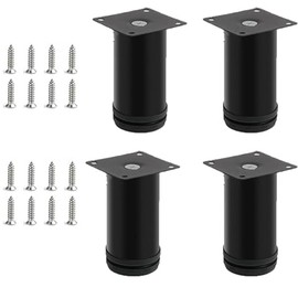 Furniture Feet Adjustable, Cold Rolled Steel Adjustable, Load Capacity: 1322.3 lbs (600 kg), Durable, Anti-Slip, Rubber Cushions, Sofa TV, Bed Cabinet, Toilet Height 3.9 - 4.3 inches (10 - 11 cm), 4