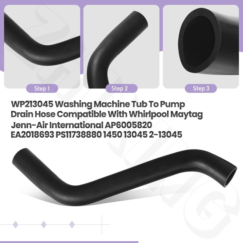 WP213045 Washing Machine Tub To Pump Drain Hose Compatible With
