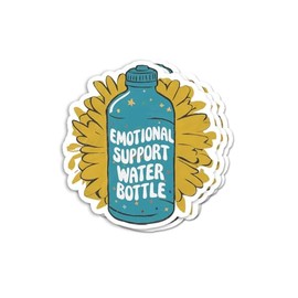 (3pcs) Emotional Support Water Bottle Sticker - Hydration Reminder Vinyl Decal - Cute Mental Health and Self Care Aesthetic - Sticker for Laptops - Water Bottles - Gift for Wellness Lovers