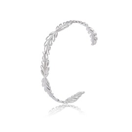 kkjoy Stainless Steel Cuff Bangle for Women Leaves and Flowers Fashion Bracelet Jewellery for Girls, Stainless Steel