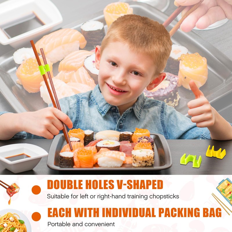 Suttmin 200 Pcs Reusable Chopsticks Helper Multicolor Training Chopsticks Hinges