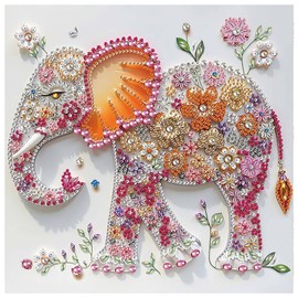 DPDAKIT Diamond Painting Kits, Elephant 5D Special Shape Diamond Art Kits for Adults, Crystal Rhinestones Art Craft for Beginners DIY Home Wall Decor Gift, 12 × 12 Inches