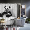 KREATIVE ARTS Black and White Panda Shower Curtain Funny Animal
