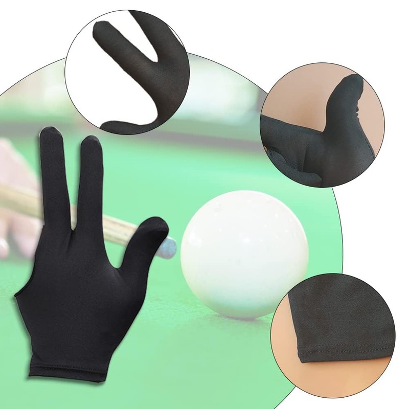 KAEGOUSY 4 Pcs Snooker Billiard Gloves Billiard Gloves Three Finger