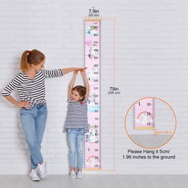 Children's Height Chart for Children's Room, Wall Hanging Altimeter Decoration, Removable Canvas Measuring Guide Ruler for Children, 200 cm x 20 cm