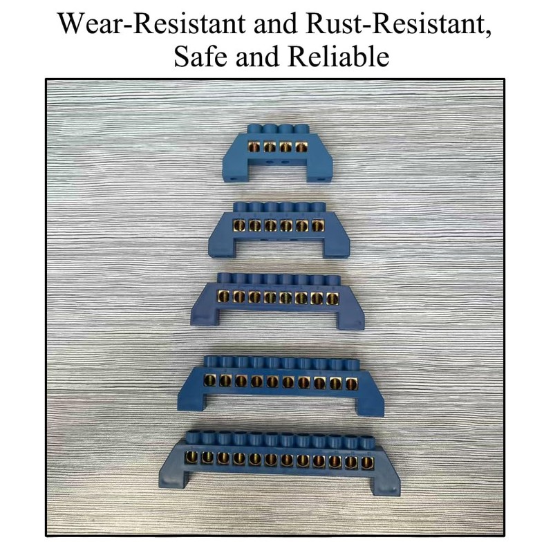 8 Positions Blue Terminal Block Bus Bar Brass Ground Bar