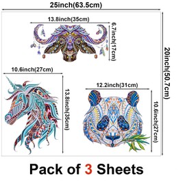 Maydahui Creative Unicorn Wall Decal Colorful Bull Panda Wall Sticker Mandala Vinyl Stickers Peel & Stick Removable Tribal Totem Animal Art Mural Decor for Living Room Kids Bedroom Car