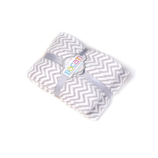 Bacati - Ikat Chevron Toddler/Multi-use/Travel/Throw 50 X 60 Inches (Grey)
