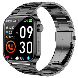 Compatible with ganopterygon Smartwatch Bands,Lamshaw Stainless Steel Metal Replacement Straps Compatible for ganopterygon G93 Smartwatch/Ddidbi Smartwatch/P66,P66E,P66D Smartwatch (Black)