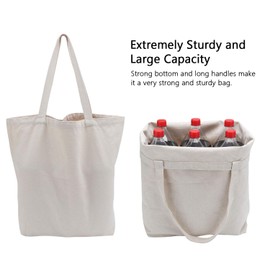 6 Packs Large Canvas Tote Bags, Segarty 20X15 Inch Reusable Grocery Bags, Heavy Duty Shopping Bags with Bottom Gusset, Natural White Blank Cloth Shoulder Bags Perfect for DIY Crafting Decorating