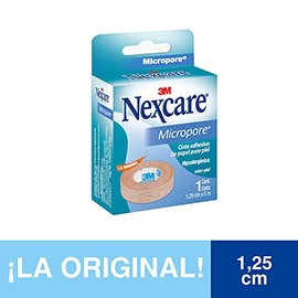 Nexcare 3M, Cinta Microporosa Hipoalergénica, Transpirable y Fácil de Remover, Color Beige, 1.25 cm x 5 m, 1 rollo