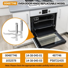00487746 Oven Door Hinge Kit (2 Hinges) Replaceable 1032578 14-38-045-01 PS8721435 etc, Compatible with Thermador Whirlpool Bosch etc Oven, Compatible with C302U ACS102XM etc, 2 Yr Warranty-OEM