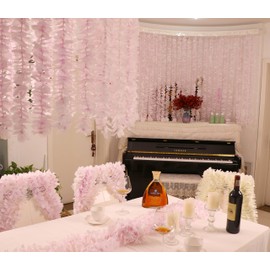 LUSHIDI 32.8Ft Artificial Silk Wisteria Vine Hanging Flowers Garland Home Outdoor Wedding Arch Garden Wall Decor,Pack of 10 (Purple)