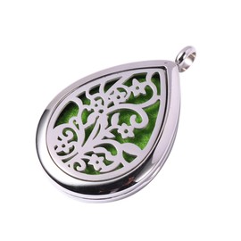 Necklace Pendant Stainless Steel Oil Diffuser Necklace Teardrop Pendant Locket Necklace Teardrop Necklace Diffuser for Essential Oils Necklace Oil Box Aromatic Miss