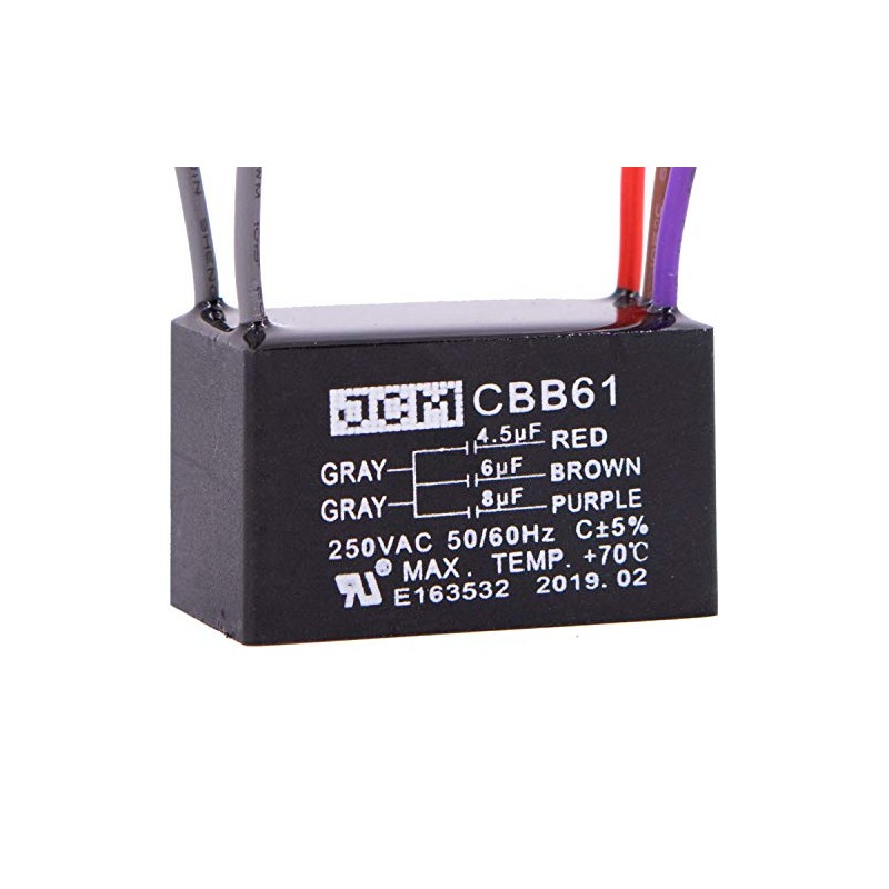 JCM 5 Wire Ceiling Fan Capacitor 4.5 uF + 6