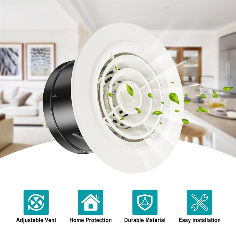 HG POWER 4 Inch Soffit Vent，Round Air Vent Cover with