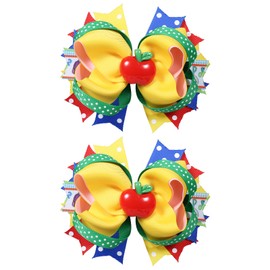 Back to School Bow Hair Clips Colorful Grosgrain Ribbon Hairpins Lovely Classroom Hair Accessories for Kids Girls, School Yellow