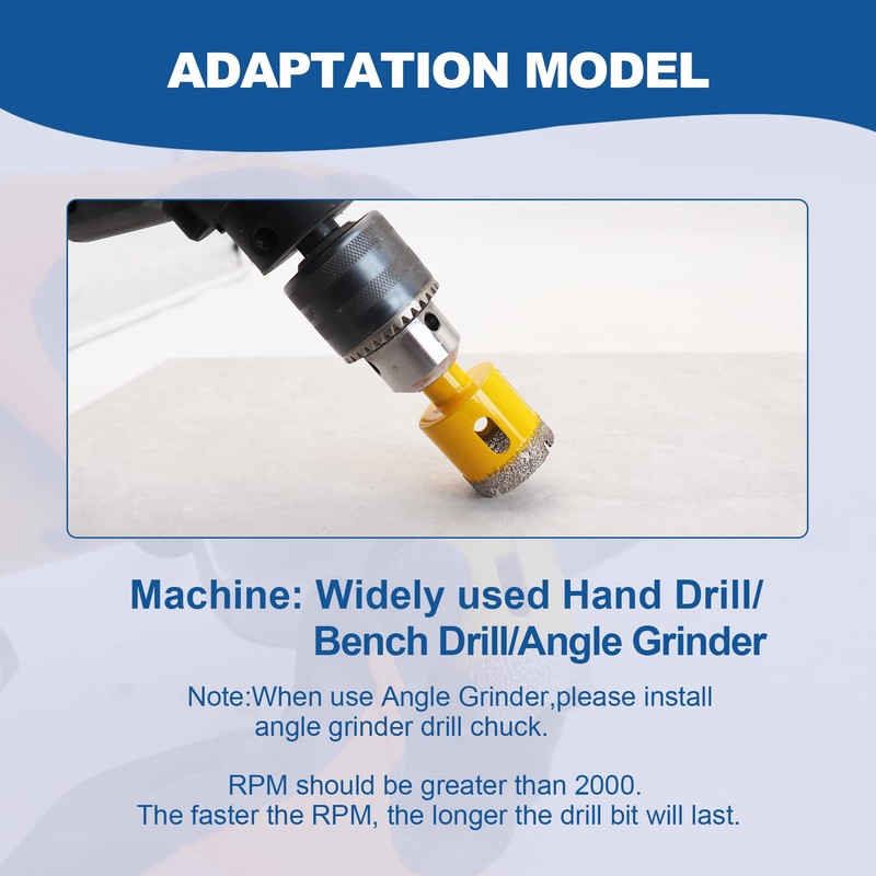 HIGHDRIL Diamond Drill Bits Kit with Triangle Shank for Porcelain