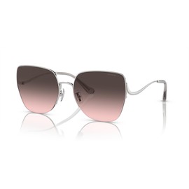 Coach HC7156D Sunglasses, Shiny Silver/Grey Pink Gradient, 60 mm