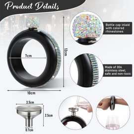 4 Set 3.5 oz Creative Bracelet Flask 304 Stainless Steel Bangle Flasks AB Crystal Flasks for Women with Rhinestones Lid Bangle Bracelet Flask Funnel for Party Flask Set (Gold)