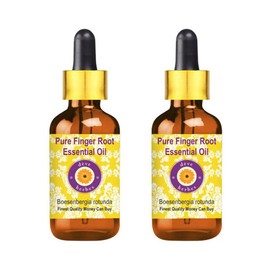 Deve Herbes Pure Finger Root Essential Oil (Boesenbergia rotunda) with Glass Dropper Steam Distilled (Pack of Two) 100ml X 2 (6.76 oz)