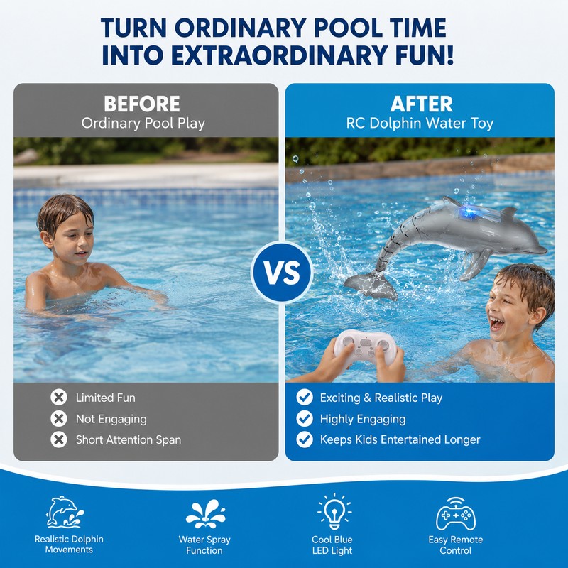 Remote Control Dolphin Water Toy for Kids – LED Spray