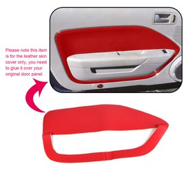 New Armrest Door Panel Insert Card Cover, Compatible With Ford Mustang 2005-2009, Microfiber Leather 2pcs Red