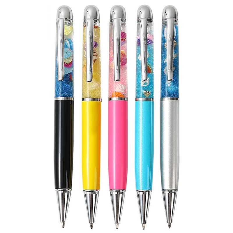 Gullor 5 Pieces Retractable Ballpoint Pens, Bling Dynamic Floating Liquid