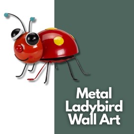 Garden Mile Ladybug Metal Garden Ornaments Outdoor For Wall Decor Heavy Duty And Long Lasting Metal Wall Art For Garden Decorations Brightly Coloured Hanging Outdoor Ornaments For Yard Patio Etc