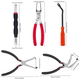Aufisi Electrical Disconnect Pliers, 5 pcs Electrical Disconnect Pliers for Cars, Connector Removal Tool for Push Tab Style Plugs