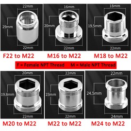 Brass Faucet Adapter, 2pcs Length Extension Tap Aerator Connector, 18mm Male to 22mm Male Thread Sink Faucet Water Purifier Aerator Adapter