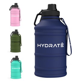 HYDRATE Stainless Steel Water Bottle, 2.2 Litre Water Bottle, BPA-Free Sports Water Bottle, Metal Water Bottle, Practical Nylon Carry Strap and Leak-proof Screw Cap, Gym Water Bottles