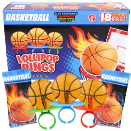 Imaginings 3 Basketball Lollipop Rings, Individually Wrapped Candy for Birthday Party Favors, End of Season Parties, 18 Suckers