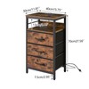IBUYKE Nightstand with Charging Station,Side Table with Fabric Drawers, Bedside