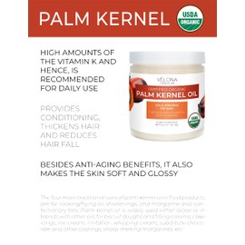 velona USDA Certified Organic Palm Kernel Oil - 7 lb | 100% Pure and Natural Carrier Oil | Refined, Cold Pressed | Face, Hair, Body & Skin Care | Use Today - Enjoy Results