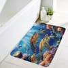 Sea Turtle Bath Mat, Blue Underwater World Tropical, 17.8x29.5 Inch