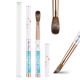 Shine Chance Acrylic Nail Brush Size 12, 100% Real Kolinsky Art Nail Brush for Acrylic Powder Application, Handmade Women Manicure Nail Extension Tool for Professional DIY Home Salon and Beginners
