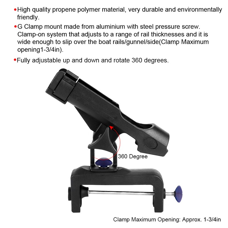 Adjustable 360-Degree Rotation Nylon Plastic Clamp Fishing Rod Mount Holder